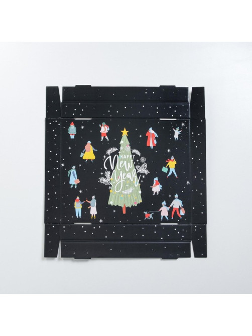Коробка подарочная новогодняя складная Happy new year, 31×25.5×16 см, Новый год