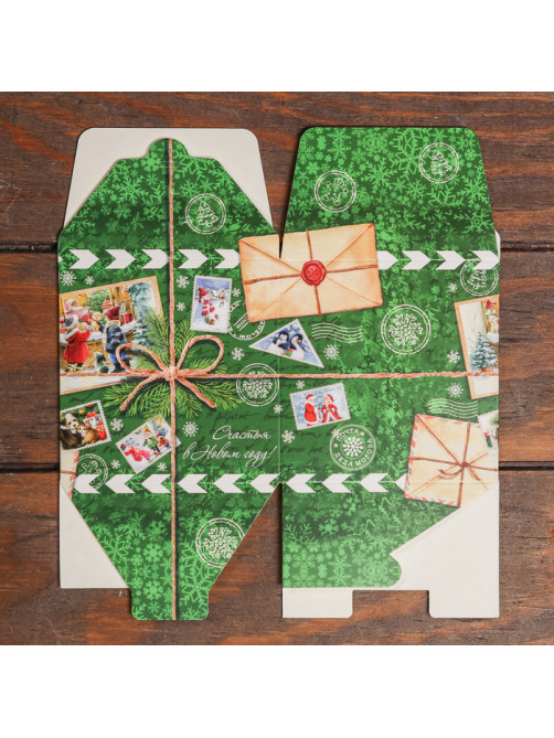 Коробка складная, подарочная новогодняя «Счастья в Новом году» 10×10×10 см