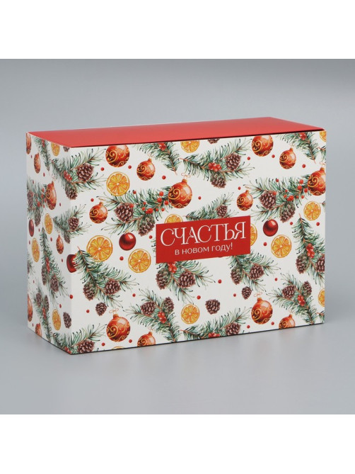 Коробка подарочная новогодняя складная «Счастья в Новом году», 25×18×10 см