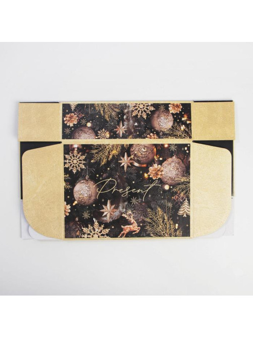 Коробка подарочная новогодняя складная Present, 30.5×22×9.5 см, Новый год