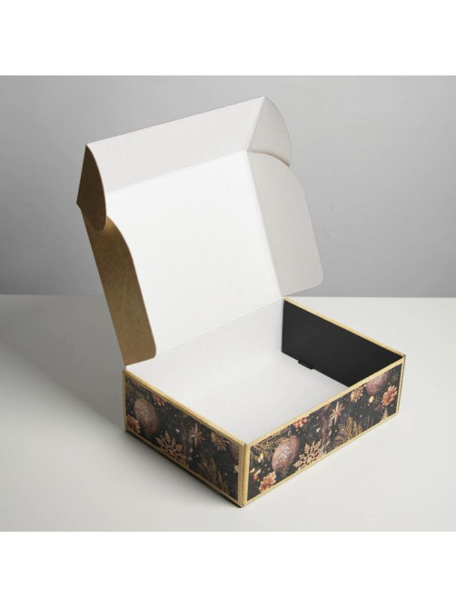 Коробка подарочная новогодняя складная Present, 30.5×22×9.5 см, Новый год