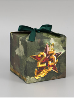 Коробка подарочная складная, упаковка, «23 февраля», 12×12×12 см