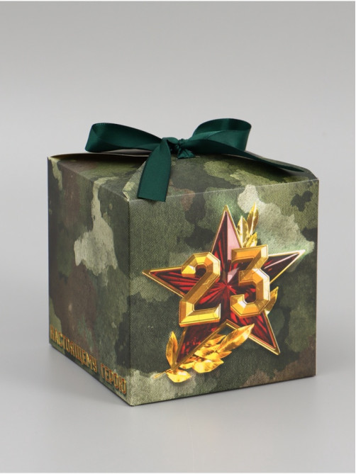 Коробка подарочная складная, упаковка, «23 февраля», 12×12×12 см