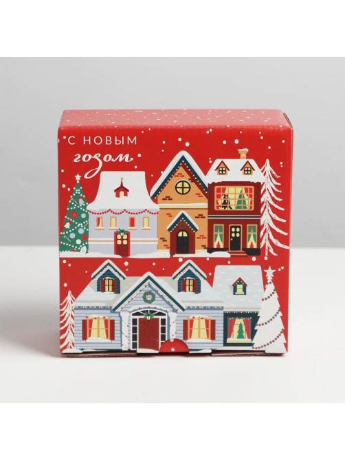 Коробка подарочная новогодняя складная «С Новым годом», 15×15×7 см