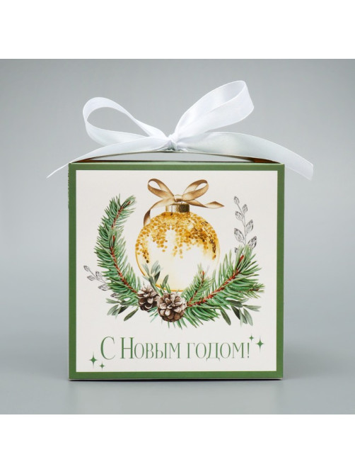 Коробка подарочная новогодняя складная «С Новым годом!», 12×12×12 см
