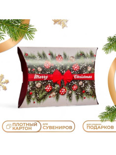 Коробка складная, подарочная новогодняя Merry christmas 11×8×2 см