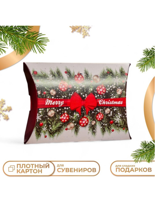 Коробка складная, подарочная новогодняя Merry christmas 11×8×2 см