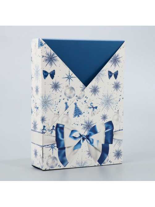 Коробка подарочная новогодняя складная «Новогодний бант», 21×15×5 см