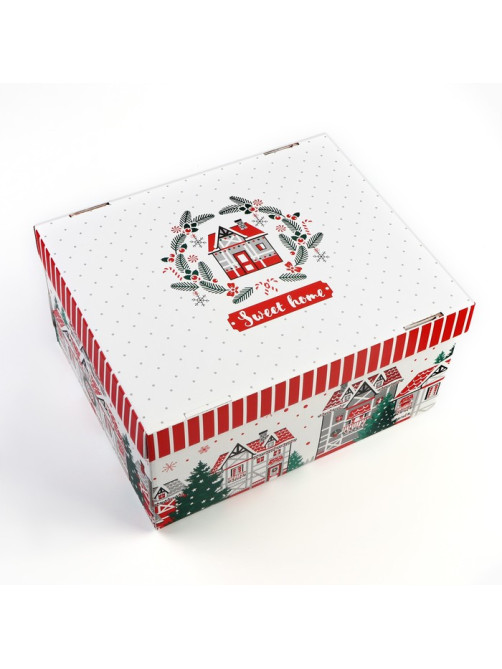 Коробка подарочная новогодняя складная Sweet home, 31.2×25.6×16.1 см, Новый год