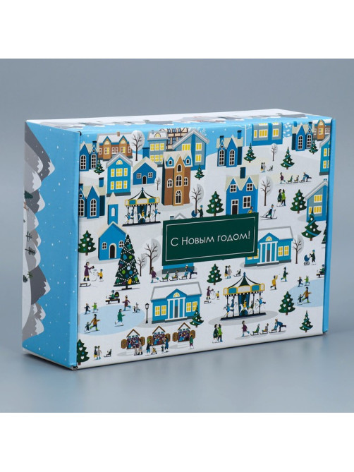 Коробка подарочная новогодняя складная «С Новым годом», 30.5×22×9.5 см