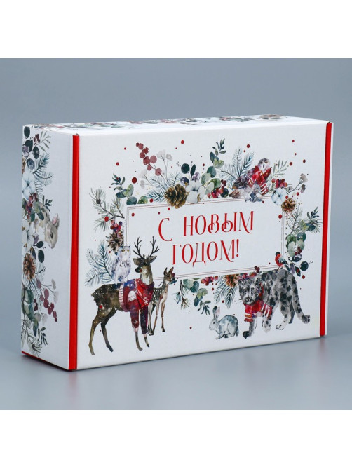 Коробка подарочная новогодняя складная «С Новым годом», 30.5×22×9.5 см