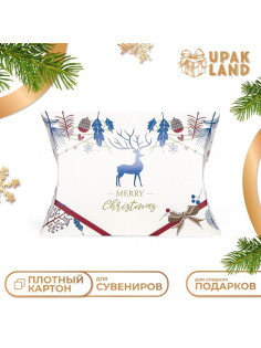 Коробка складная, подарочная новогодняя Merry christmas 15×11×3 см