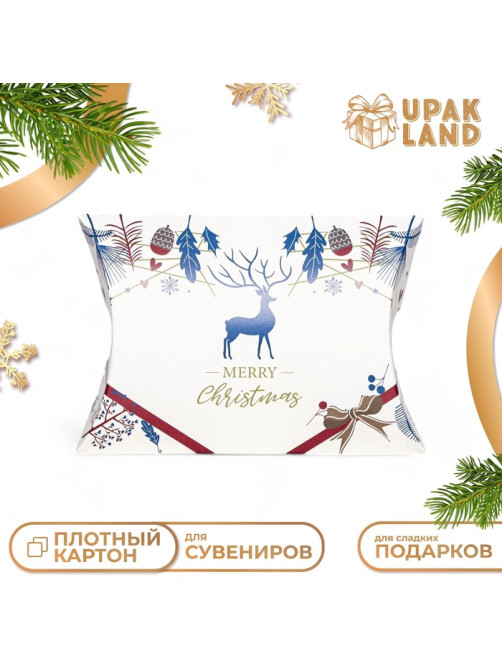 Коробка складная, подарочная новогодняя Merry christmas 15×11×3 см