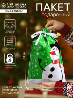 Пакет подарочный новогодний с завязками, «Бенгальские огни», 29×43 см