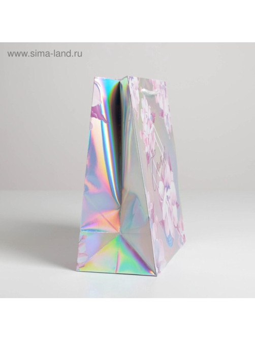 Пакет подарочный голографический, упаковка, «Сияй», 23×27×11.5 см