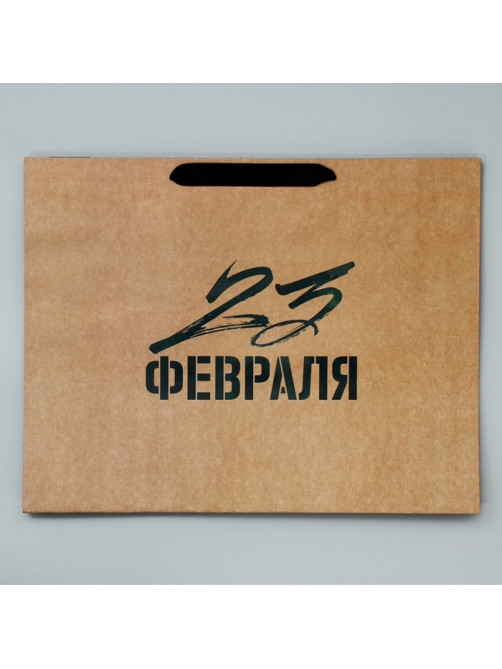 Пакет подарочный крафтовый, упаковка, «С 23 февраля», L 40×31×11.5 см