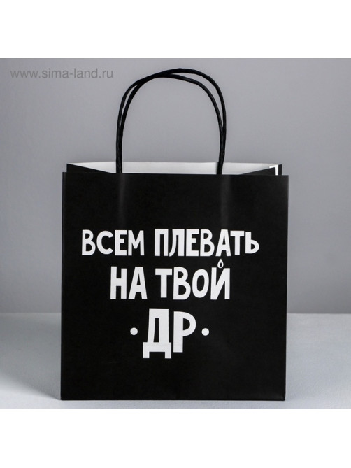 Пакет подарочный, упаковка, «Всем плевать на твой др», 22×22×11 см