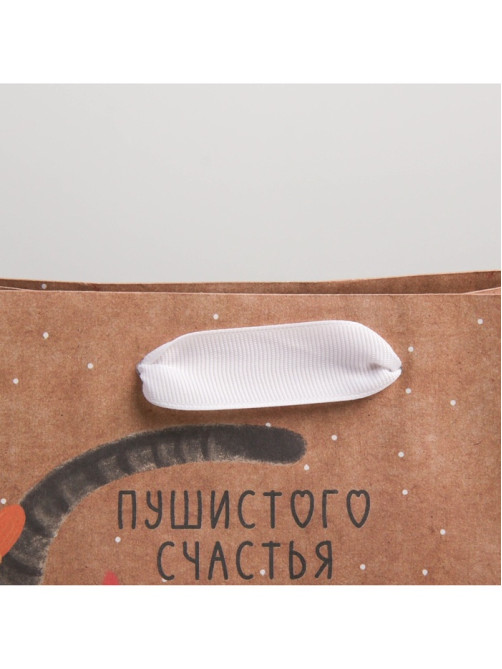 Пакет подарочный крафтовый, упаковка, «Пушистого счастья», MS 18×23×8 см