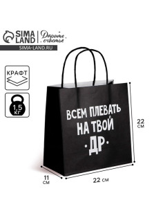 Пакет подарочный, упаковка, «Всем плевать на твой др», 22×22×11 см