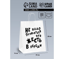 Пакет подарочный с приколами, крафт «Не надо печалиться», белый, 24×14×28 см