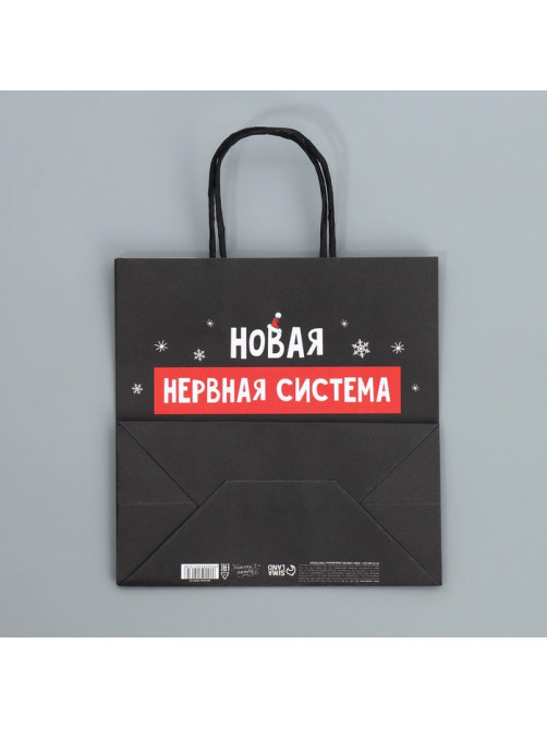 Пакет подарочный новогодний крафтовый «Нервы», 22×22×11 см