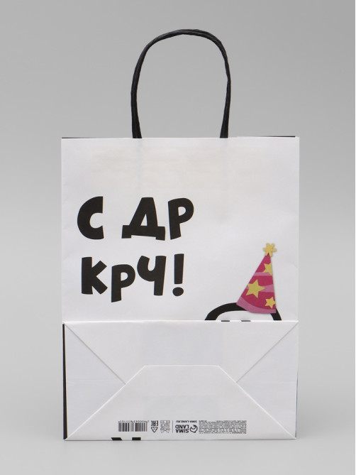 Пакет крафт с приколами «С ДР КРЧ», 21×11×27 см