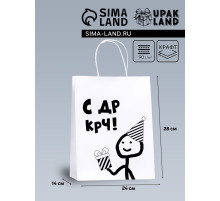 Пакет подарочный «С др короче!», 24×14×28 см