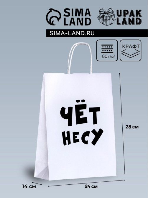 Пакет подарочный бумажный «Чёт несу», 24×14×28 см