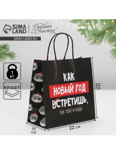 Пакет подарочный новогодний «Так тебе и надо», 22×22×11 см
