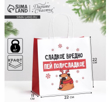 Пакет подарочный новогодний «Сладкое вредно», 22×22×11 см