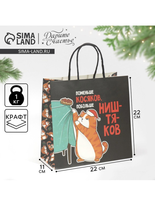 Пакет подарочный новогодний «Косяки наше всё», 22×22×11 см