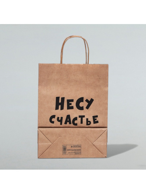 Пакет подарочный «Несу счастье», крафт, 24×14×28 см, 1 шт.