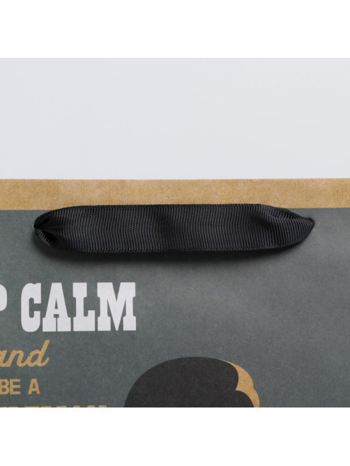 Пакет подарочный крафтовый, упаковка, Keep calm, M 26 х 30 х 9 см