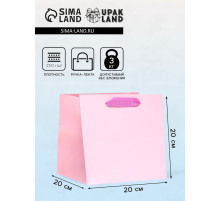 Пакет для торта и коробок, с широким дном, розовый, 20×20×20 см