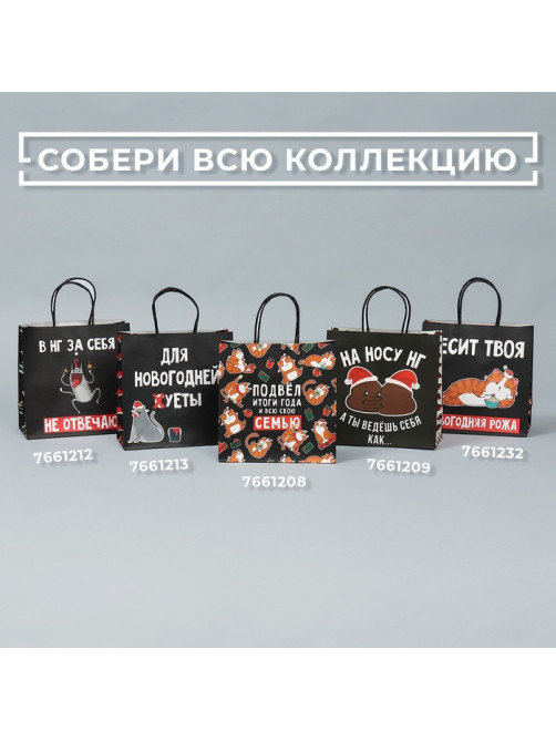 Пакет подарочный новогодний «На носу НГ», 22×22×11 см