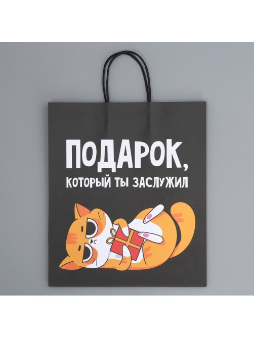 Пакет подарочный крафтовый, упаковка, «Киса», 28×32×15 см