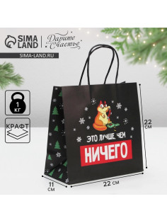 Пакет подарочный новогодний «Это лучше, чем», 22×22×11 см