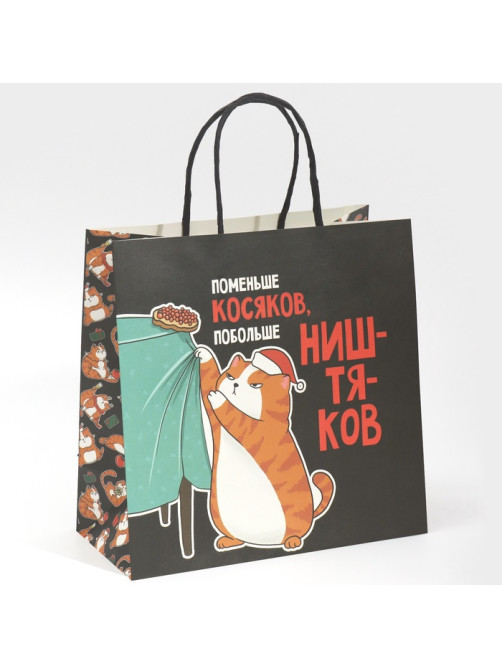 Пакет подарочный новогодний «Косяки наше всё», 22×22×11 см