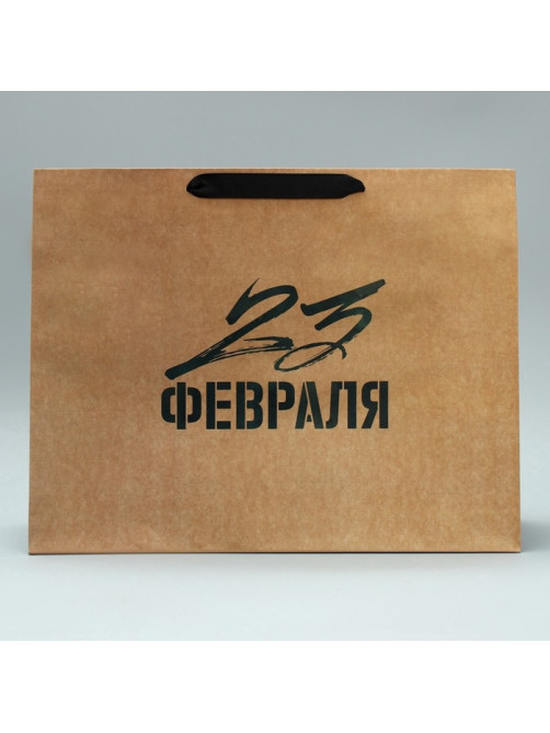 Пакет подарочный крафтовый, упаковка, «С 23 февраля», L 40×31×11.5 см