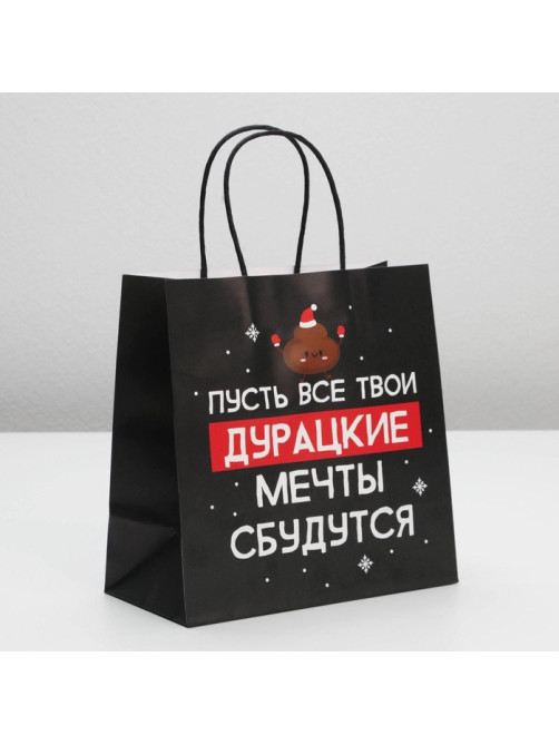 Пакет подарочный новогодний «Пусть мечты сбудутся», 22×22×11 см