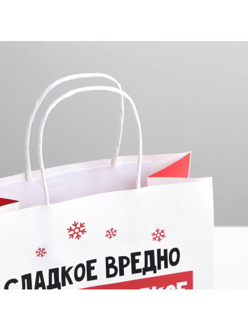 Пакет подарочный новогодний «Сладкое вредно», 22×22×11 см