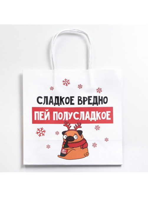 Пакет подарочный новогодний «Сладкое вредно», 22×22×11 см