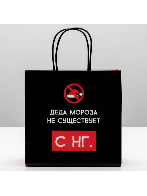 Пакет подарочный новогодний «Деда мороза не существует», 22×22×11 см