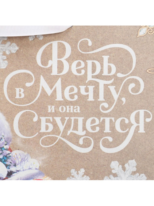 Пакет подарочный новогодний крафтовый «Дедушка Мороз», ML 27×23×11.5 см
