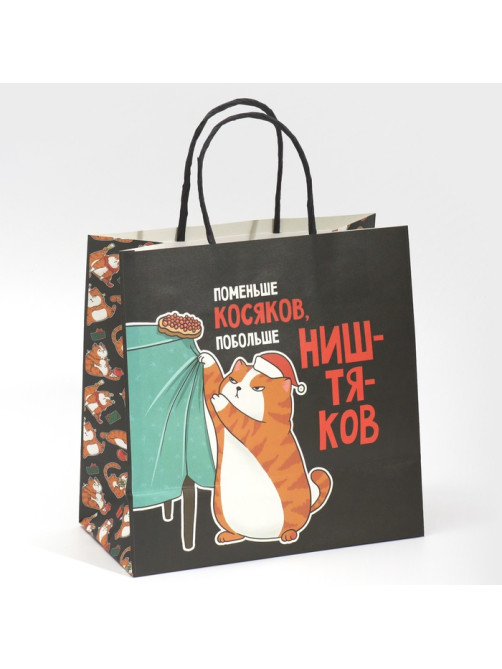 Пакет подарочный новогодний «Косяки наше всё», 22×22×11 см