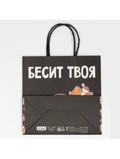 Пакет подарочный новогодний «Рожа», 22×22×11 см