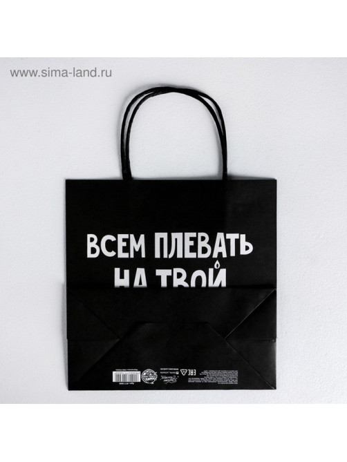 Пакет подарочный, упаковка, «Всем плевать на твой др», 22×22×11 см