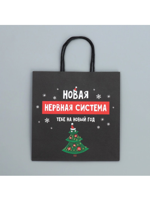 Пакет подарочный новогодний крафтовый «Нервы», 22×22×11 см