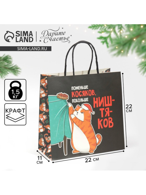 Пакет подарочный новогодний «Косяки наше всё», 22×22×11 см