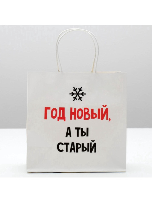 Пакет подарочный новогодний «Год Новый, а ты старый», 22×22×11 см